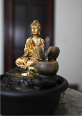 Thác Nước Phong Thủy Mini TNMKB12 – Tượng Phật An Nhiên, Chiêu Tài Hút Lộc