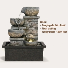 Thác Nước Phong Thủy Mini TNMKB08 – Thiết Kế Bậc Thang Đá, Hút Tài Lộc