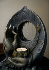 Thác Nước Phong Thủy Mini Để Bàn TNMKB09 – Hoa Sen & Bàn Tay Thiền Định Thanh Tịnh