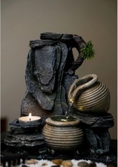 Thác Nước Phong Thủy Mini Để Bàn TNMKB10 – Thác Ba Bình Gốm Gợi Dòng Tài Lộc