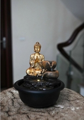 Thác Nước Phong Thủy Mini TNMKB12 – Tượng Phật An Nhiên, Chiêu Tài Hút Lộc