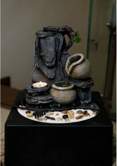 Thác Nước Phong Thủy Mini Để Bàn TNMKB10 – Thác Ba Bình Gốm Gợi Dòng Tài Lộc