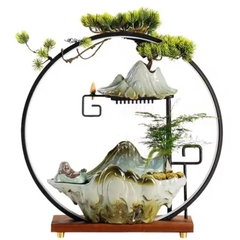 Thác Nước Phong Thủy Tượng Di Lặc Kèm Bể Cá Mini _KBPTTN048 – Tụ Khí Sinh Tài, Khai Mở Bình An