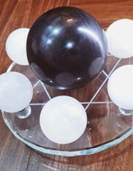 Thất tinh trận đồ đá thạch anh - Viên chủ Đá Obsidian  – Dụng thần thủy - hỷ thần kim