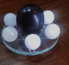 Thất tinh trận đồ đá thạch anh - Viên chủ Đá Obsidian  – Dụng thần thủy - hỷ thần kim