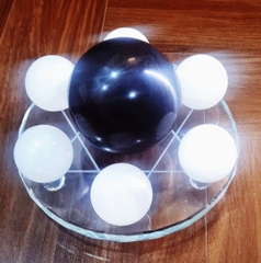 Thất tinh trận đồ đá thạch anh - Viên chủ Đá Obsidian  – Dụng thần thủy - hỷ thần kim