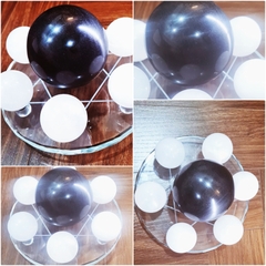 Thất tinh trận đồ đá thạch anh - Viên chủ Đá Obsidian  – Dụng thần thủy - hỷ thần kim