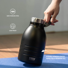 Bình nước giữ nhiệt thể thao dung tích lớn 1500ml có tay cầm và ống hút chuẩn Tyeso giữ lạnh 12h