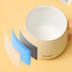 Ly giữ nhiệt Tyeso 355ml phủ men sứ cao cấp kèm nắp đậy và tay cầm tiện dụng hàng chính hãng