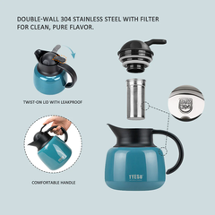 Ấm pha trà giữ nhiệt TYESO 1 lít  bình ủ trà 1000ml có lọc trà  TS-8877