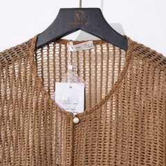 Áo len lưới croptop cổ tròn