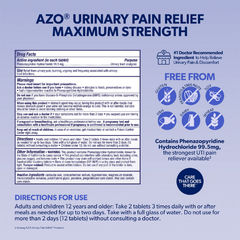 Viên uống AZO Urinary Pain Relief Maximum Strength hỗ trợ đường tiết niệu hộp 24 viên