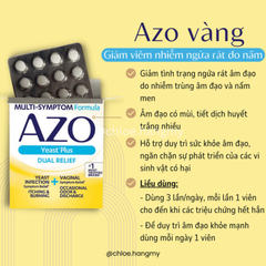 Viên uống Azo Yeast Plus Dual Relief hỗ trợ viêm nấm ngứa đường tiết niệu