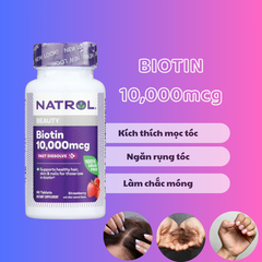 Viên Uống Mọc Tóc Natrol Biotin Beauty 10000mcg Mỹ