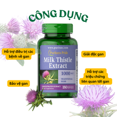 Viên uống giải độc gan Puritan's Pride Milk Thistle Extract 1000mg 180 viên của Mỹ