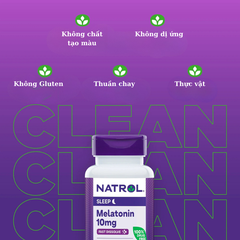 Kẹo ngậm ngủ Natrol Sleep Melatonin Fast Dissolve 10mg hỗ trợ ngủ ngon sâu giấc vị dâu 60 viên Mỹ