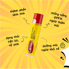 Son dưỡng môi Carmex Classic Lip Balm chống nắng SPF 15