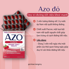 Viên uống Azo Canberry bổ sung lợi khuẩn men vi sinh phụ khoa cho nữ