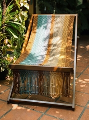 Rivius Prisma – Ghế Macrame Gỗ Gấp Đan Thủ Công Sắc Cầu Vồng