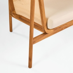 Rivius Fabanelle – Ghế Gỗ Mây Với Đệm Vải Dệt Mộc Mạc