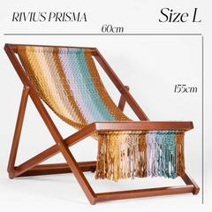 Rivius Prisma – Ghế Macrame Gỗ Gấp Đan Thủ Công Sắc Cầu Vồng