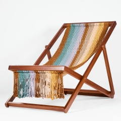 Rivius Prisma - Ghế Macrame gỗ gấp đan thủ công sắc cầu vồng Cỡ Lớn