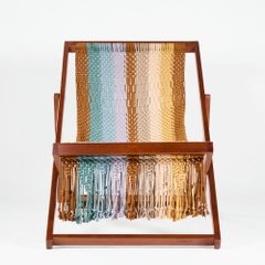 Rivius Prisma - Ghế Macrame gỗ gấp đan thủ công sắc cầu vồng Cỡ Lớn