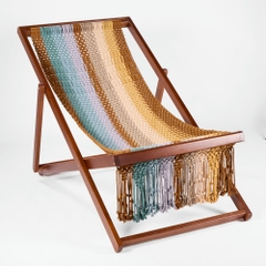 Rivius Prisma - Ghế Macrame gỗ gấp đan thủ công sắc cầu vồng Cỡ Lớn