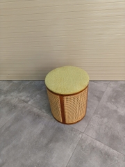 Rivius Canveround – Ghế Đôn Nhung Với Mây Đan Dáng Tròn