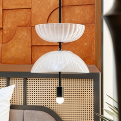 Rivius Lumira – Đèn Treo Trần Hai Nửa Cầu Thủy Tinh Đối Xứng