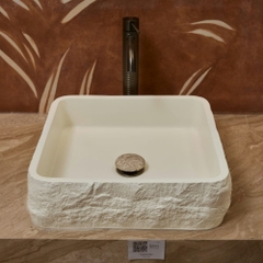 Rivius Kanso - Lavabo Đá Cẩm Thạch Vuông Phong Cách Wabi - Sabi
