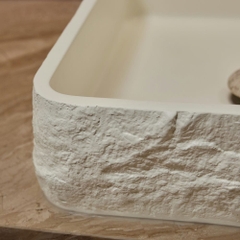 Rivius Kanso - Lavabo Đá Cẩm Thạch Vuông Phong Cách Wabi - Sabi