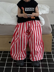 Quần Dài  Dù Sọc Đỏ Trắng LY