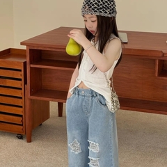 Quần Jean Dài Xanh 3 Rách YK