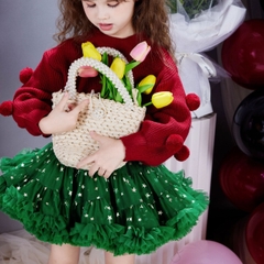 ÁO LEN DÀI ĐỎ CỤC BÔNG