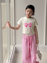 SET Dài Áo Trắng & Quần Caro Hồng TC