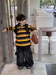 AD Hoodie Sọc Vàng Nón Đen FS