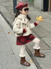 Áo Len Dài Kem Bi Bông WP