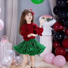 ÁO LEN DÀI ĐỎ CỤC BÔNG