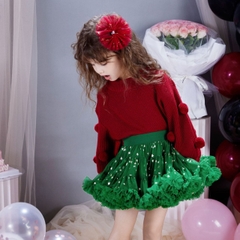 ÁO LEN DÀI ĐỎ CỤC BÔNG