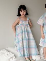 VÁY DÀI KẺ NHIỀU MÀU KM