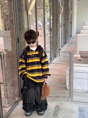 AD Hoodie Sọc Vàng Nón Đen FS