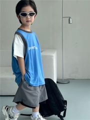 Set Ngắn Áo Sport Xanh Quần Xám SN