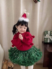 ÁO LEN DÀI ĐỎ CỤC BÔNG