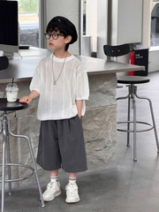 SN Áo Len Lỗ Trắng+Quần Xám FS