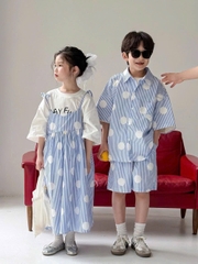 Váy Dài Xanh Bi Trắng KM