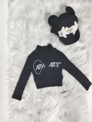 Áo Croptop Dài Cổ Khóa Kéo