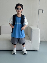 Set Ngắn Áo Sport Xanh Quần Xám SN