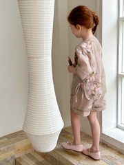 SET Ngắn Hoa Thêu Hồng Peach