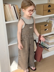 SET Dài Ba Lỗ & Quần Yếm Xám Peach